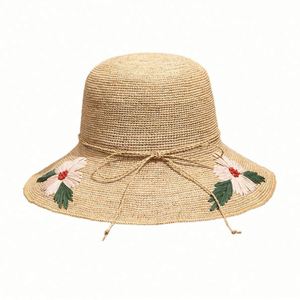 Wholesale High Quality Handmade Raffia <b>Straw</b> Sun <b>Hat</b> Women's Summer Foldable Sunscreen <b>Straw</b> <b>Hat</b> Ladies Beach Sun Bucket <b>Hat</b> - Product Image 2