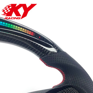 Volant de direction personnalisé de style sportif en fibre de carbone véritable avec affichage LED du régime moteur pour Mitsubishi Lancer Evolution X, accessoires intérieurs de voiture - Product Image 2