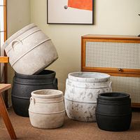 Urne florale rétro, pot à fleurs vintage en magnésium, jardinière décorative, pot de fleurs minimaliste moderne, ornement de sol émaillé noir, Chine