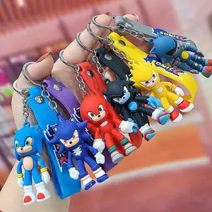 Wholesale Cute Cartoon 3D Figure Rubber Hedgehog So nic Keychain Soft Pvc Keyring Anime Character Key Chain