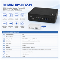 UPS Mini 65W untuk Router WiFi CCTV ONU Baterai LiFePO4 30000mAh PD65W DC 5V 12V 19V Layar LCD