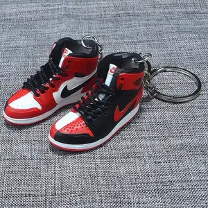 Highly Trend Pvc AJ1 3d Jordan1 4 Basketball Mini Shoe Sneaker Keychain Sneaker Keyring