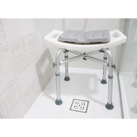 Taburete de Ducha Acolchado de Aluminio con Orificios de Drenaje (150 Kg), Bancos Antideslizantes para Baño, Silla para Personas Mayores, Blanco KMINA K30018