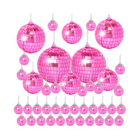 Boule disco suspendue 2CM-100CM en verre rose, cool et amusante, pour fêtes et décorations de Noël - Grande Vente