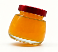 Pot en verre incurvé de qualité alimentaire avec couvercle métallique rouge hermétique pour miel, gelée, confiture, emballage cadeau OEM