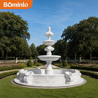 Fontaine Monumentale en Marbre Tête de Lion, Sculpture à 4 Niveaux, Fontaine d'Extérieur pour Jardin, Taille Personnalisée pour Villa de Luxe, Hôtel, Place Publique