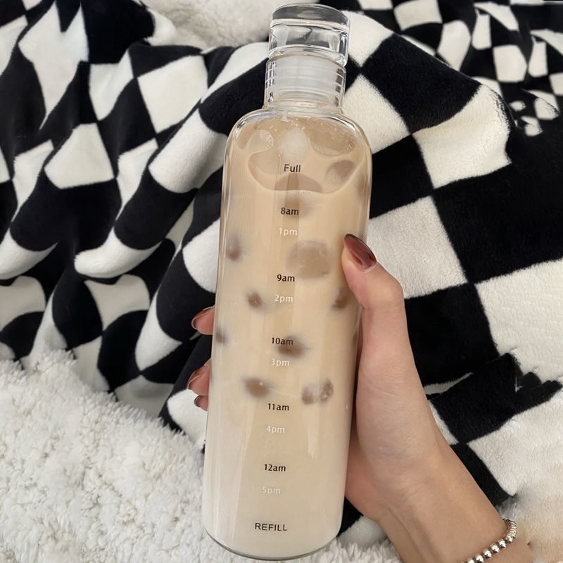 In sock clear single layer glass water bottle high borosilicate glass bottle