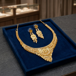 ชุดสร้อยคอทองชุบ 14K18K24K ขายส่ง, ชุดเครื่องประดับลายดอกไม้แบบดั้งเดิม, เครื่องประดับแฟชั่นทองเหลืองชุบทอง - Product Image 2