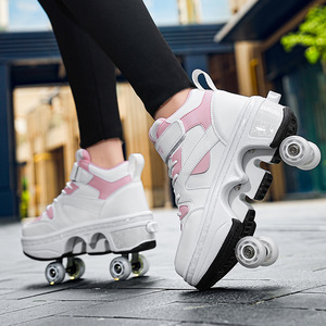Quad Skates Faux Leather Plastic Wheels Adjustable Brightness For Kids Boys Girls Size 33 To 43 - Product Image 3