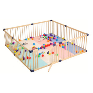 Parc de jeu pour bébé en bois moderne, avec rangement, pour chambre et salon, extra large, panneaux réglables, extensible, écologique et durable - Product Image 1