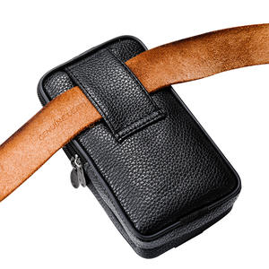 Étui de <span class=keywords><strong>ceinture</strong></span> universel en <span class=keywords><strong>cuir</strong></span> véritable avec clip pour homme poche pour téléphone portable <span class=keywords><strong>Smartphone</strong></span> sac étui pour Iphone pour Samsung - Product Image 5