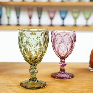 Verre à vin et à champagne rétro en verre épais sans plomb coloré - Product Image 3