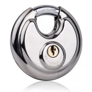 重型不锈钢圆锁磁力锁圆盘挂锁铁饼挂锁桨闩锁带钥匙重力锁