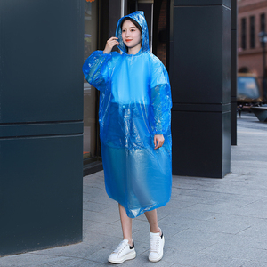 Wholesale Disposable <strong>Rain</strong> <strong>Poncho</strong> with Hood, Drawstring Cuffs with Elastic Unisex Raincoat Plastic Materialt - Product Image 2