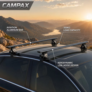 [CAMPAX] Barras Transversales de Techo de Aluminio, Universales, Antirrobo, Ajustables, 30 kg, para Sedán, Camioneta, 4x4 |   Dachtrager - Product Image 2