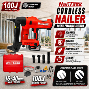<span class=keywords><strong>Clavadora</strong></span> de Concreto Industrial Premium 100J NailTask DCCN100X2 20V con Batería de Litio-Ion sin Escobillas para Terrazas Residenciales y <span class=keywords><strong>Postes</strong></span> de Patio - Product Image 2
