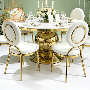 Chaises empilables en acier inoxydable <span class=keywords><strong>doré</strong></span> et blanc de luxe pour événements et banquets de mariage (vente en gros) - Product Image 1
