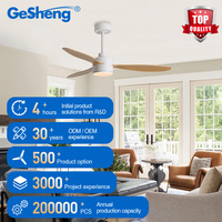Ventilateurs de plafond LED Gesheng 48 pouces en ABS, 6 vitesses, télécommande, moteur DC, ventilateur de plafond pour extérieur et chambre