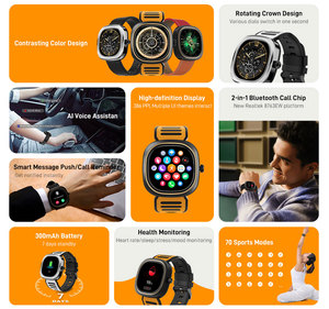 Doogee D11 Smartwatch IP68 không thấm nước thời gian thực nhịp tim 70 chế độ thể thao 300mAh pin cho Android IOS điện thoại di động - Product Image 3