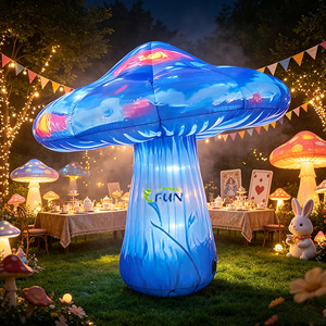 Décorations <span class=keywords><strong>Alice</strong></span> au <span class=keywords><strong>pays</strong></span> <span class=keywords><strong>des</strong></span> <span class=keywords><strong>merveilles</strong></span>, ballon gonflable LED en forme de champignon pour Noël, impression numérique, ventilateur intégré pour événements et scènes - Product Image 2
