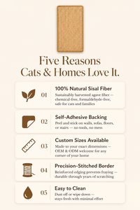 Tapis à gratter pour chat en sisal auto-adhésif, à fixer au mur, sans produits chimiques, taille personnalisée, vente en gros OEM - Product Image 5
