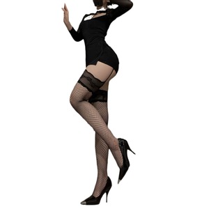Sexy stockings, suspender <b>fishnet</b> stockings, feminine long over-the-knee open crotch lace black stockings, sensual and easy to - Product Image 5