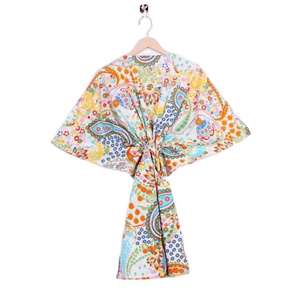 Nuevo Vestido Kaftan de Algodón con Estampado a Mano, Estilo Floral Maxi Talla Grande, Regalos de Invierno, Ropa de San Valentín a Excelente Precio - Product Image 5