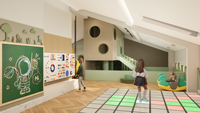 Services de conception de parcs de jeux intérieurs sur mesure, filet de protection, développement de concept de visualisation 3D pour usage commercial, mur d'escalade