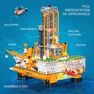 JJ9135 la Baleine Bleue 1 Plateforme de Forage Semi-submersible Ensemble de Jouets de Construction de Pipeline Pétrolier Offshore - Product Image 3
