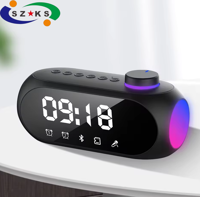 Electronic Alarm Clock Radio Speaker RGB Night Light Subwoofer Portable Waterproof Battery AirPlay Wireless for Plastic