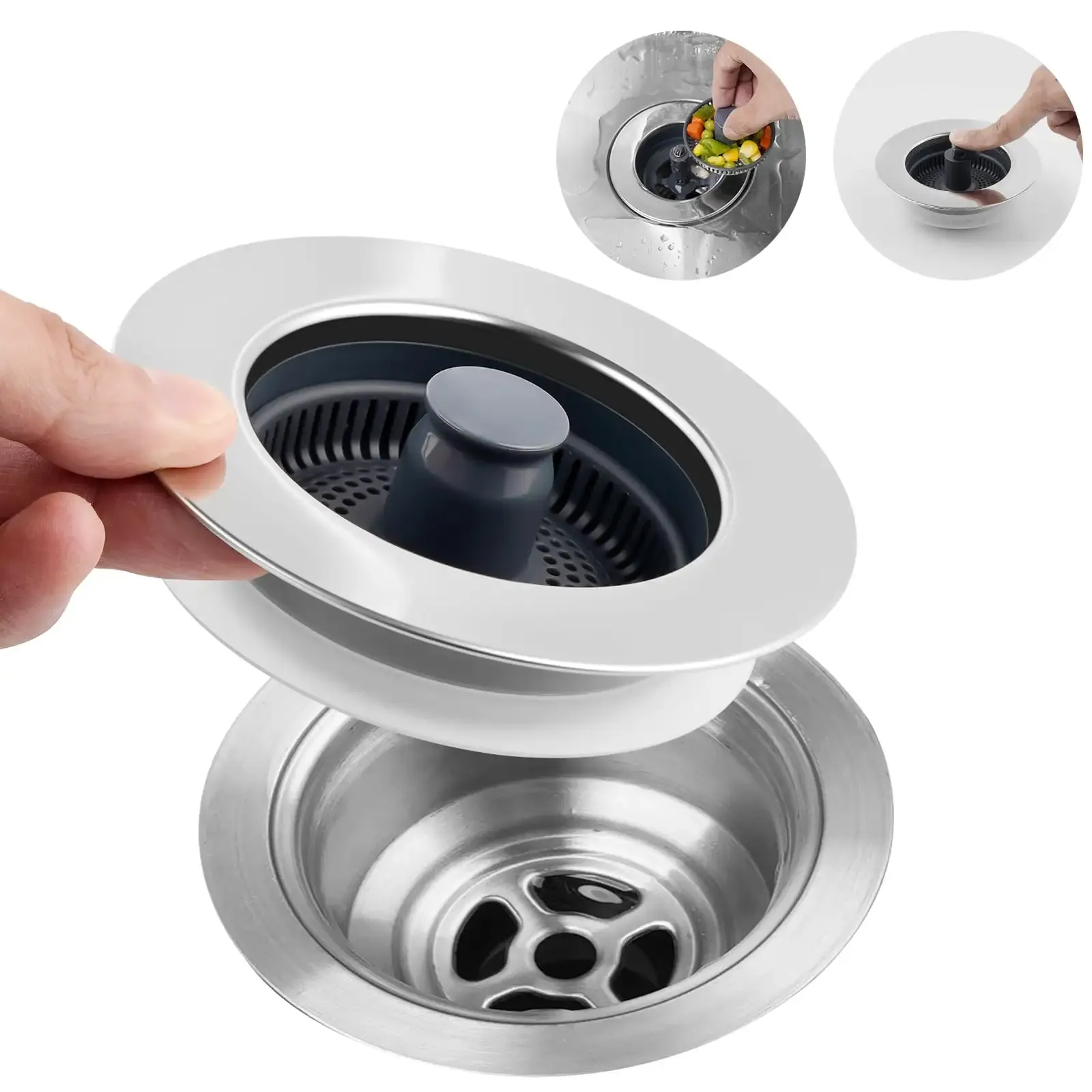 Hygie Rinse 3-in-1 Kitchen Sink Stopper & Strainer – Matte Black, Fits US Standard 3.5″ Drain, Anti-Clog Design - View #8