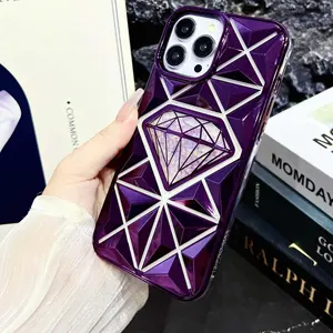 MAXUN Luxury Bling Glitter Diamond Quicksand 3D Rhombic Lattice Electroplated TPU Phone Case For IPhone 7G X XS 15 Pro Max Cover