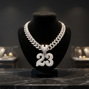 Collar con Colgante de Moissanita Chapado en Rodio Estilo Hip Hop Ice Cubed, Cadena con Dije del Número 23, Joyería de Plata, Regalo - Product Image 2