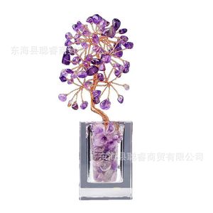 Natural <b>Crystal</b> <b>Chip</b> Money Tree Ornament Handmade Rectangle Home Decoration Gift - Product Image 5