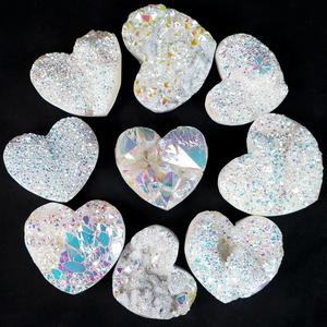 بيع بالجملة كريستال نحت الحرف اليدوية مطلي بالكهرباء ملاك هالة Druzy القلب لديكور المنزل - Product Image 1