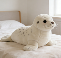 Peluche phoque blanc de haute qualité, personnalisable avec logo OEM, jouet en peluche animal marin, brodé, en polyester et coton PP, pour anniversaire, vente en gros