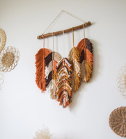 Cadeaux d'affaires promotionnels, décoration murale rectangulaire en macramé rustique fait main en coton, feuilles bohèmes, cadeau artistique, lavable en machine