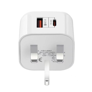 Caricabatterie USB + Type-C PD20W con Spina US/EU/UK, Ricarica Rapida PDQC3.0 20W, Adattatore Compatibile <span class=keywords><strong>per</strong></span> <span class=keywords><strong>iPhone</strong></span> - Product Image 1