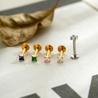 Perhiasan tindik telinga labret titanium hypoallergenic ASTM F136 G23 dengan ulir dalam, grosir