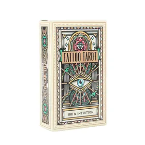 Tatuaggio tarocchi inchiostro e intuizione carte splendidamente ilustrate Set con mazzo di tarocchi Vintage gioco di tarocchi 78 carte mazzo di carte