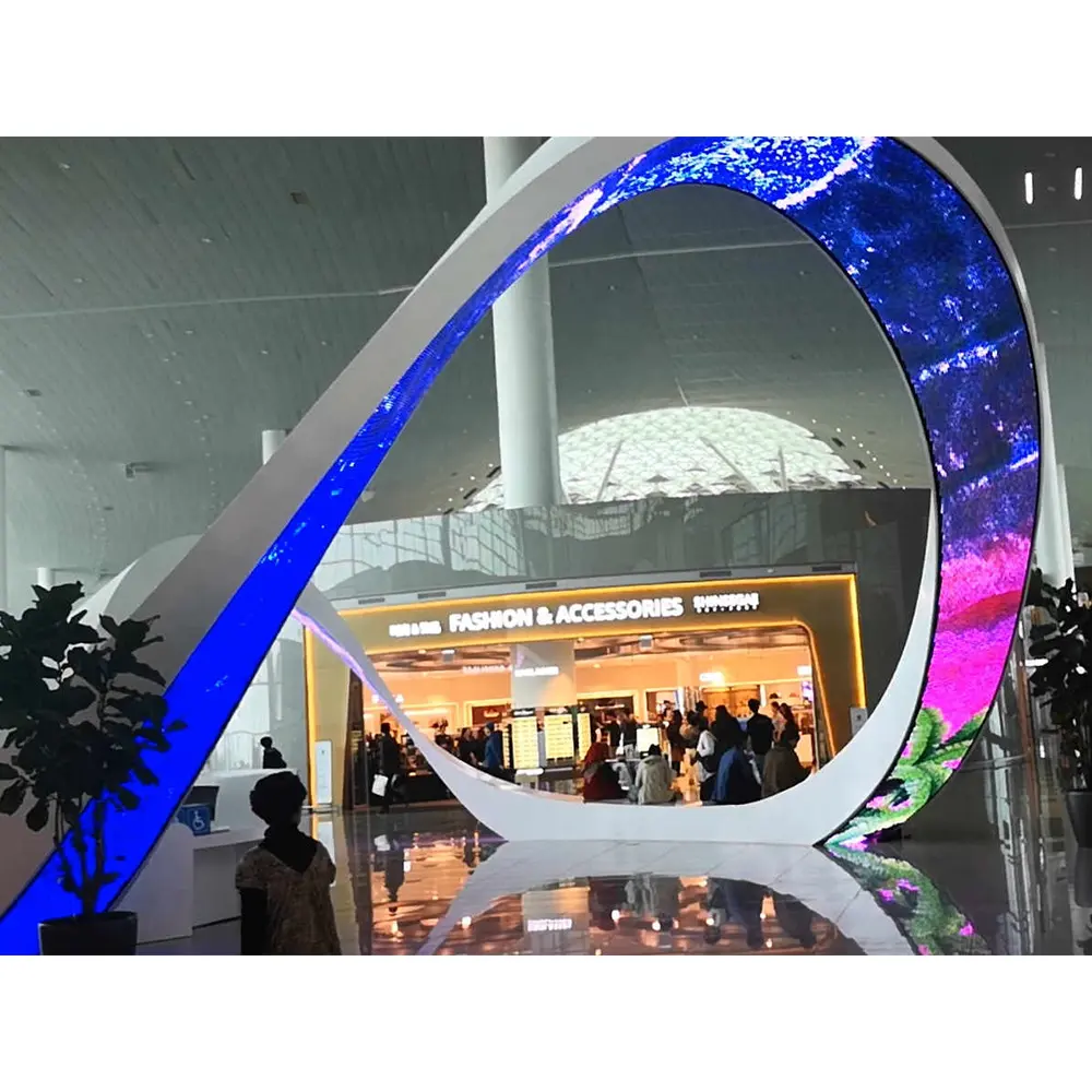 Canbest Pantalla Led Circular Exterior Rollup Flexible 90 Degree Led Screen Round Balls Led Screens Full Color Led Video Wall