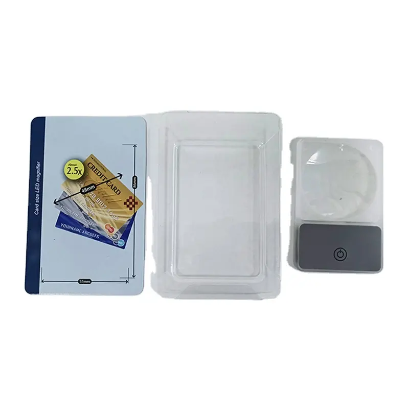 Wufan 신용 카드 돋보기 지갑 지갑 돋보기 LED 조명 돋보기 2.5X 포켓 카드