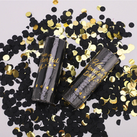 Poppers de fête jetables colorés 10CM avec effet confettis, capuchon noir et motif imprimé
