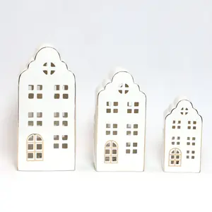 Oem Kerst Ornamenten Cadeau Decoratie Ongeverfd Kerst Kerst Keramiek Witte Kerst Dorpshuizen