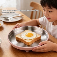 Assiettes pour bébés et tout-petits en silicone amovible, avec ventouse, non divisées, sans BPA, incassables, en acier inoxydable, design mignon