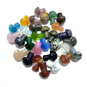 Bulk Wholesale Many Kinds Natural Gemstone Healing Stone Mushrooms Carved Random Mini Crystal Mushroom