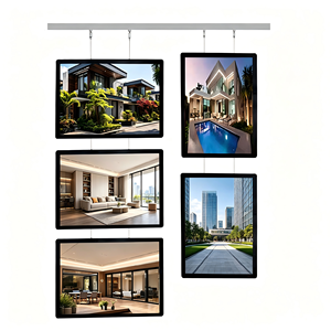 กล่องไฟอะคริลิคคริสตัลกรอบสีเงินดำ ไฟ LED สว่างสูง ป้ายแสดงผลคริสตัล ป้ายโฆษณาติดผนังภายในอาคาร - Product Image 1