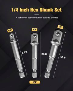 Promotions <b>Key</b> Type Drill Chunk 3Pcs Set Socket Adapter 1/4 Hex Shank to 1/4 3/81/2 <b>Square</b> Head Drill Bit Driver - Product Image 2