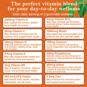 Besinler Vitaminler Sakızlı Vegan <span class=keywords><strong>Biotin</strong></span> Diyet Sakızlı Takviyesi Bağışıklık Destekleyici Sakızlı Multivitamin Takviyesi Yetişkinler İçin - Product Image 6