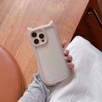 Coque de téléphone 3D en forme d'oreilles de chat mignonne, transparente, antichoc, pour iPhone 16 Pro Max 15 14 13 12 11
